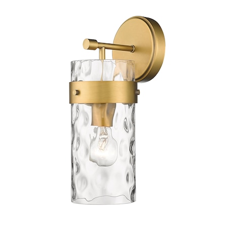 Z-Lite Fontaine 1 Light Wall Sconce, Rubbed Brass & Clear 3035-1SS-RB